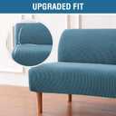 H.VERSAILTEX Armless Futon Cover Stretch Sofa Bed Slipcover Protector Elastic Feature Rich Textured High Spandex Small Checks Jacquard Fabric Futon Cover, Machine Washable, Storm Blue