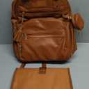 Premium Vegan Leather Diaper Bag Backpack with Waterproof Changing Pad, Reinforced Zippers & Odor-Free, 20 Pockets Pro Organizer, Fits 15.6" Laptop, Stroller Straps, Baby Bag for Mom, Brown