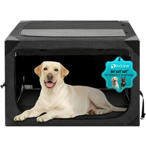 Dog Crate,30x21x21 Inch Large Dog Crate for Large or Medium Dogs, Portable and Foldable Design of Dog Cage, Perfect for Travel or Home Use, Dog Kennel with 3-Door and Durable Mesh Windows, Dark Grey