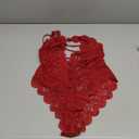 Aranmei Sexy Lingerie for Women Hollow Out Floral Lace Bodysuit One Piece Lingerie Deep V Teddy Baby doll Underwear (Large, Red)