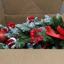 6 Feet Snow Flocked Christmas Garland for Mantle White Garland with Silver White Balls Snowflake Pine Cones for Fireplace Table Centerpiece Front Door Staircase Decoration (Silver,Green)