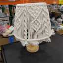 Table Light Handmade Bedside Desk Lamp Wooden Base Ivory White Woven Lampshade Decor Bedroom Living Room Nursery