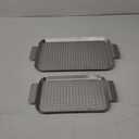 Grill Pan Set of 2, BBQ Grill Topper for Outdoor Grill, Stainless Steel Grilling Baskets with Holes and Handles, Perforated Food Tray Barbecue Accessories for Vegetable, Fish, Meat, Seafood