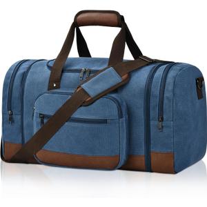 Litvyak Duffle Bag for Travel, 50L Canvas Travel Duffel Bags Overnight Weekend Gym Carry On Luggage Bag for Men & Women(Blue)