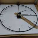 Large Wall Clock Living Room Decor 23" Modern Wall Clock with Swing Pendulum Metal Non-Ticking Silent Decorative Wall Clocks for Home Decor Office Dining Room Bedroom (Black)