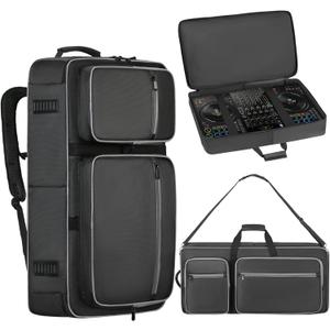 DJ Controller Case Compatible with DDJ FLX4/400/REV1, Numark Mixtrack Platinum FX/Pro FX/Pro3, Hercules Inpulse 500, DJ Backpack Padded Gig-bag with Multi-pocket Adjustable Shoulder Strap
