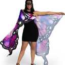 Spooktacular Creations 3pcs Adult Halloween Violet Butterfly Wing, Women Halloween Costumes Accessories, Shawl Wing with Lace Mask and Black Headband (Purple)