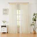 WEST LAKE Extra Long Pinch Pleated Sheer Curtains 108 Inches Length,Egret Ivory Farmhouse Soft Drapes for Bedroom Living Room Sliding Patio Door,Cream Sheer Window Treatment,Custom Sizes,58"Wx108"Lx2