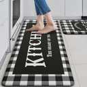 MAYHMYO Buffalo Plaid Kitchen Rugs Sets of 2 Black and White Kitchen Mat Anti Fatigue Sweet Home Waterproof Comfort Mat for Kitchen Sink Floor Laundry Office