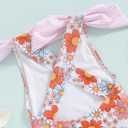 Yccutest Toddler Girls Strap One Piece Swimsuit Floral Sleeveless Backless Bathing Suit Ruffles Bowknot Swimwear Summer Beach (White, S)
