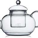 CnGlass 40.6oz/1200ml Glass Teapot with Removable Infuser,Stovetop Safe Tea Kettle,Blooming & Loose Leaf Tea Pot