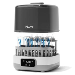 NCVI 20-Minute Baby Bottle Steamer Sterilizer and Dryer with 2 Bottle Trays for 8 Bottles, Fast Electric Steam Sterilization Disinfection for All Bottles, Pacifiers, Teether and Breast Pump Parts