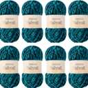 Velvet Yarn for Crocheting Dark Green Chenille Yarn Super Bulky Baby Blanket Yarn Amigurumi Yarn 8 Skeins