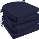 Basic Beyond Chair Cushions for Dining Chairs 4 Pack, Kitchen Chair Cushions with Ties and Non Slip Backing, 16 x 16 inches Chair Pads for Dining Chairs (Navy), 16"x16"x2"