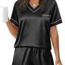 WIHOLL Silk Pajamas for Women Short Sleeve Sleepwear Soft Lounge Sets 2 Piece Satin Pjs