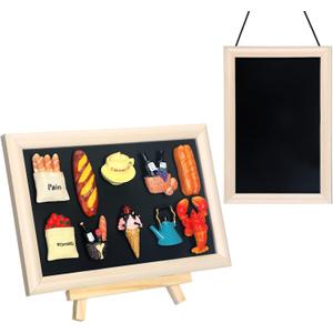 Maitys Black Souvenir Magnetic Board with Stand, 12 x 8 Inches Metal Magnet Display Bulletin Board for Wall Tabletop, Souvenir Easel Stand for Home Office
