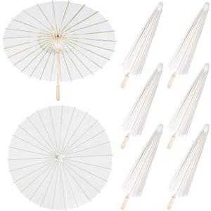 Aodaer 6 Pack 33 Inches Paper Umbrellas for Wedding Chinese Japanese Parasol Paper Decorative Oiled Umbrella DIY Painting Crafts for Bridal Party Decor Photography Props, White