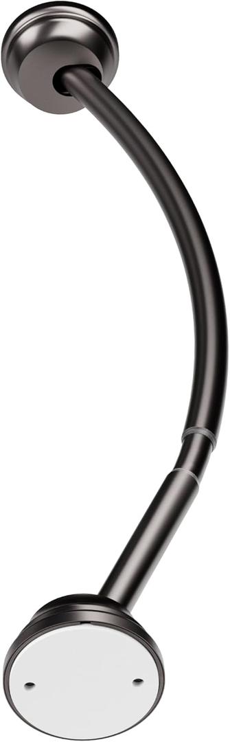 Zenna Home No Drill Curved Shower Curtain Rod, 32 - 40 Inches Adjustable Shower Rod for Small Tubs or Showers, Easy Install, Choice of No Drilling Tension or Wall Mount, Rustproof, Bronze