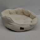 Bedsure Dog Beds for Small Dogs - Round Cat Beds for Indoor Cats, Washable Pet Bed for Puppy and Kitten with Slip-Resistant Bottom, 20 Inche, White (Angelic Ivory)
