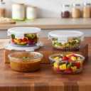 12oz Round Glass Food Containers With Lids, Small Round Glass Meal Prep Containers set,1.5 Cup Small Clear Food Storage Bowls BPA-Free, Microwave, Dishwasher, Freezer SafeWhite