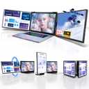 Laptop Screen Extender Monitor Portable - 2.5K Triple Laptop Screen Extender, Plug and Play Multiple Screens Extended Fits 13-17.3 Inch Laptops Compatible with, Windows, Chrome, Dex