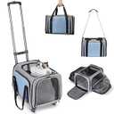 Pet Carrier with Wheels for Cat and Small Dogs: Expandable Airline Approved Rolling Cat Carrier - Cat Carrier Soft for Pets Under 25lbs Travel Plane Trip