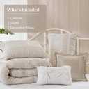 Madison Park 5-Piece Farmhouse Comforter Set with Ruching & Lace Trim, Soft Chambray Bedding, Includes Comforter and 2 Decorative Pillows, King, Neutral