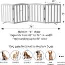 Freestanding Dog Gate Indoor,Doggie Gate Foldable Dog Gates for Doorways,Stairs or Hallways, Wooden White Pet Gate for the House, Pet Fence with Support Feet Included,24 "Height-4 Panels