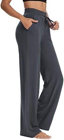 Sarin Mathews Womens Yoga Sweatpants Wide Leg Lounge Pajamas Pants Comfy Drawstring Workout Joggers Pants with Pockets Darkgrey L