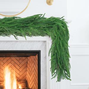 6 Ft Norfolk Pine Garland, Artificial Dense Christmas Garland Ornaments, Real Touch Greenery Garland for Fireplace, Stairs, Table, Mantle, Wall, Indoor, Outdoor Christmas Decorations