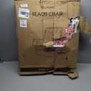 5-Position Low Beach Chair, Portable Lightweight Folding Beach Chair with Wooden Armrests, Storage Pouch & Carry Strap, Coastal Beach Print  Reef Crimson