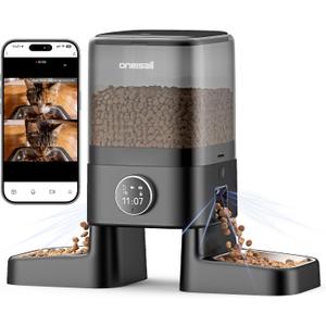oneisall Automatic Cat Feeder with Camera for 2 Cats, 1080P HD Night Vision, 20 Cups/5L Cat Feeder Automatic, 2-Way Audio, 5G WiFi APP Remote Control Pet Feeder