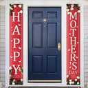 Happy Mothers Day Decorations Porch Banner Red and Pink Flower Mothers Day Decor Best Mom Ever Party Hanging Door Porch Sign Holiday Indoor Outdoor for Party Supplies