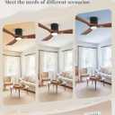 Fanbulous 52" Ceiling Fans with Lights and Remote Control,Modern Flush Mount Ceiling Fan with 3 CCT,Low Profile Ceiling Fans with 6-Speeds Reversible DC Motor for Patio Living Room Bedroom(Walnut)