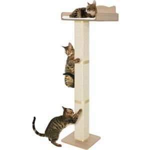 Cat Window Perch with Scratching Post, Cat Hammock for Window with 2 Suction Cups, Sisal Tall Cats Scratching Post with Large Perch, Cats Window Bed with Fuffy Cushion, Sisal