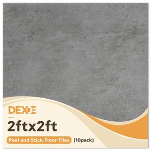 DEXDE Peel and Stick Floor Tile Black Waterproof Vinyl, 2FTx2FT 10 PC