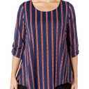 Star Vixen Women's Vintage Hanky Hem Top, Elbow Sleeve with Cinch Detail, Large