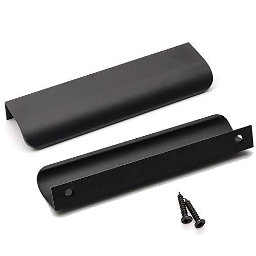 goldenwarm 1 Pack Black Cabinet Handles 5 Inch Finger Pulls for Cabinets Black Edge Pulls for Dresser Drawers Modern Kitchen Hardware, Aluminum Alloy