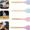 Hemoton 12Pcs Heart Shaped Silicone Spatula Set with Wooden Handles Non-Stick Cooking and Baking Utensils for Mixing Stirring and Serving in Kitchen