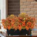 64PCS Fall Artificial Flowers Outdoor UV Resistant Faux Plastic Autumn Plants No Fade Fall Orange Mums for Home Outside Garden Window Box Wedding Party Fall Decor