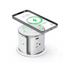 ANNQUAN 4 inch Pop Up Outlet for Countertop with Qi2 Wireless Charger,4 Outlets,20W USB Ports,Pop Up Electrical Outlet with 15A Overload Protection White