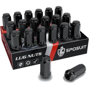 Sposuit M14x1.5 Lug Nuts - Replacement for 2019-2024 Jeep Gladiator, 2011-2024 Grand Cherokee, 2018-2024 Jeep Wrangler - Aftermarket Closed End Black Lug Nut(20 Pcs)