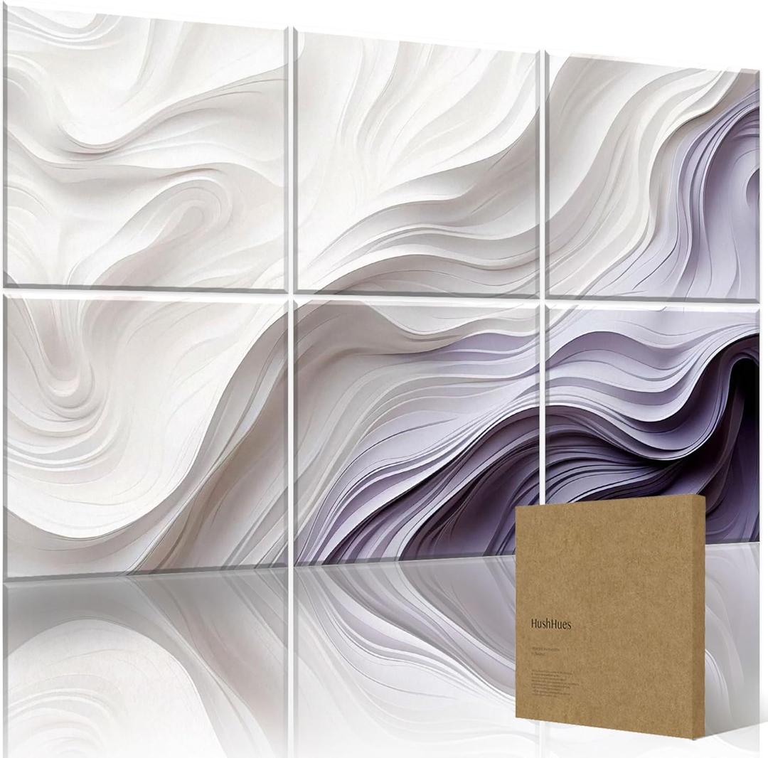 6-Pack Acoustic Wall Panels 72x48 Inch Wall Art Panels Stylish Sound Absorbing for Noise Reduction, Offices, Studios, and Living Spaces (Lunara Drift)