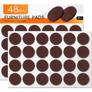 3 x 48 PCS Felt Furniture Pads, 1-inch Round Brown Chair Felt Pads, Felt Pads for Furniture Feet to Protect The Floor from Scratches,Reduce Noise (Brown)