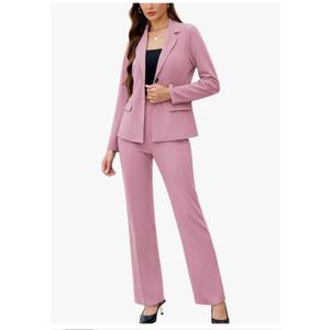 Women's 2 Piece Suits Business Casual Outfits Long Sleeve Solid Blazer with Pants Professional Office Work Sets 2XL