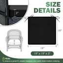 2 x Outdoor Chair Cushions Set of 2, 19x19x3 Inch Waterproof & Fade Resistant Patio Furniture Seat Cushions with Ties, Square Outdoor Dining Chair Cushions for Lawn, Garden, Deck & Yard, Black