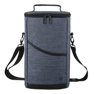ALLCAMP 2 Bottle Wine Tote Carrier - Insulated Portable Padded Canvas Wine Bag for Travel, BYOB Restaurant, Wine Tasting, Party, Great Christmas Day Gift for Wine Lover，Blue