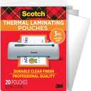 Scotch Thermal Laminating Pouches, Letter Size Laminating Sheets 8.9 x 11.4-Inches, 3 mil thick, 20-Pack, Clear