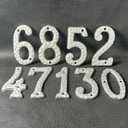 Cobata 4 inch Cast Iron Mailbox Numbers - Screw In & Hammer Surface Finished House Numbers - Rustproof/Fade Anti-resistant/Silver/Number 6