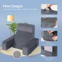 Kayfia Reading Pillow, 10 in 1 Back Pillow for Bed Sitting up with Detachable Arms Rest, Back Rest with Gel Memory Foam, Reading/Gaming/Working in Bed or Couch 19", Gray